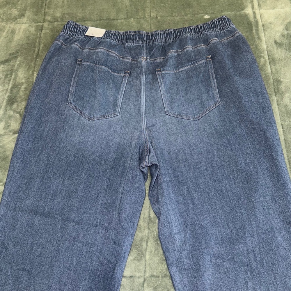 Lane Bryant Wide Leg Jeans Womens 24L Mid Rise Pull On Elastic Waist Dark Wash - Picture 3 of 11